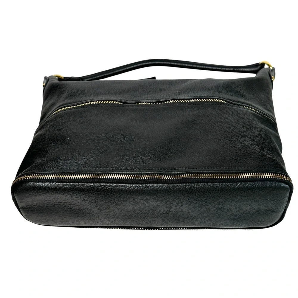Onna Ehrlich Handbag Kemi Hobo Pebbled Leather‎ Tassel Zip Black OS Boho Chic
